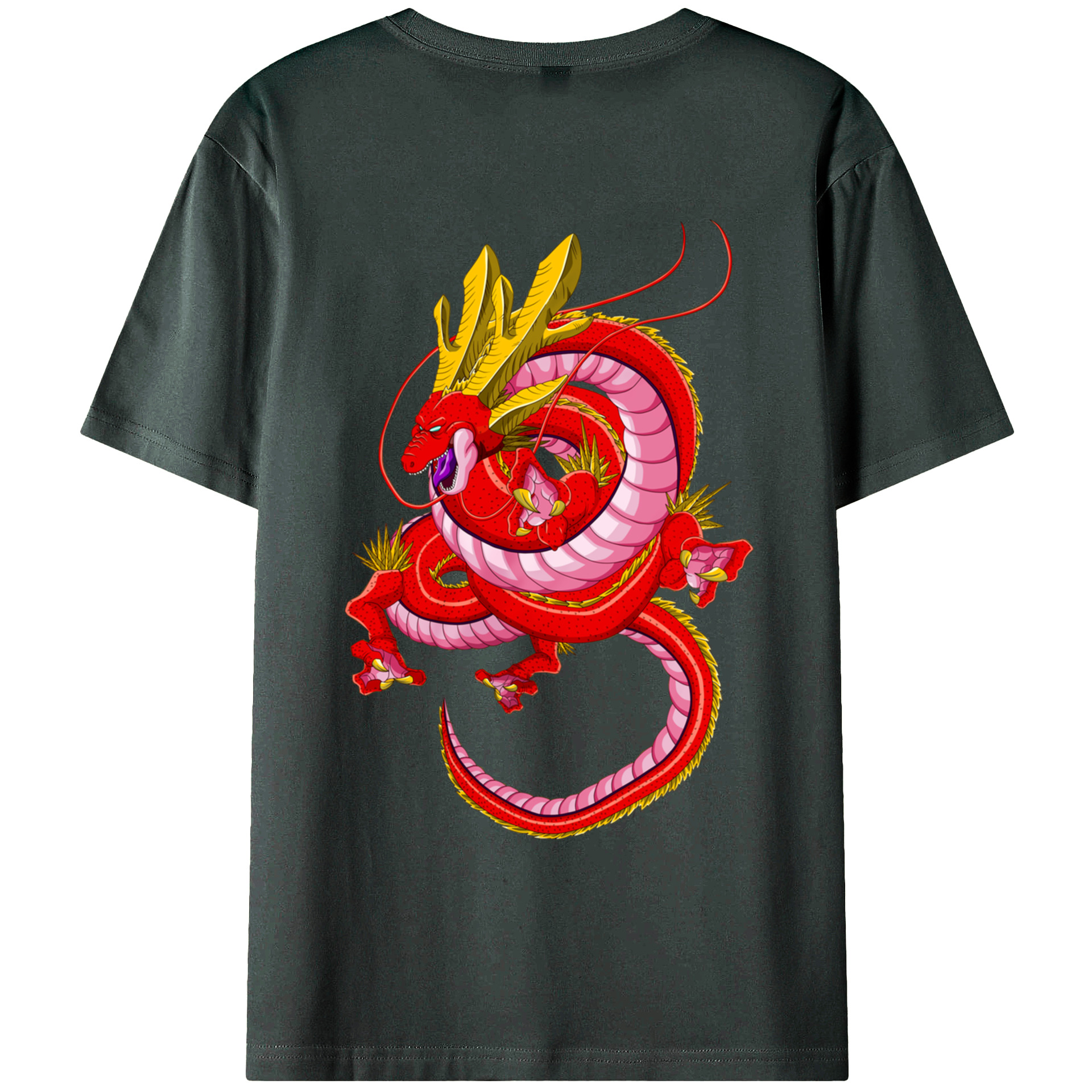 （画像用） ドラゴンボール 神龍 シェンロン DRAGON BALL Shenron 綿100％ メンズ半袖Tシャツ（バックプリント） 通気性